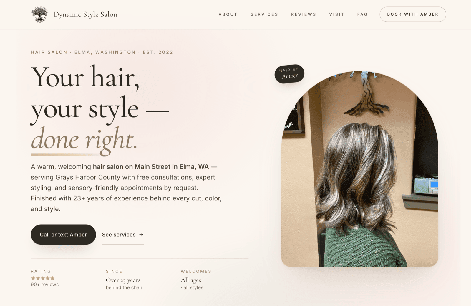 Dynamic Stylz Salon — website for a local hair salon